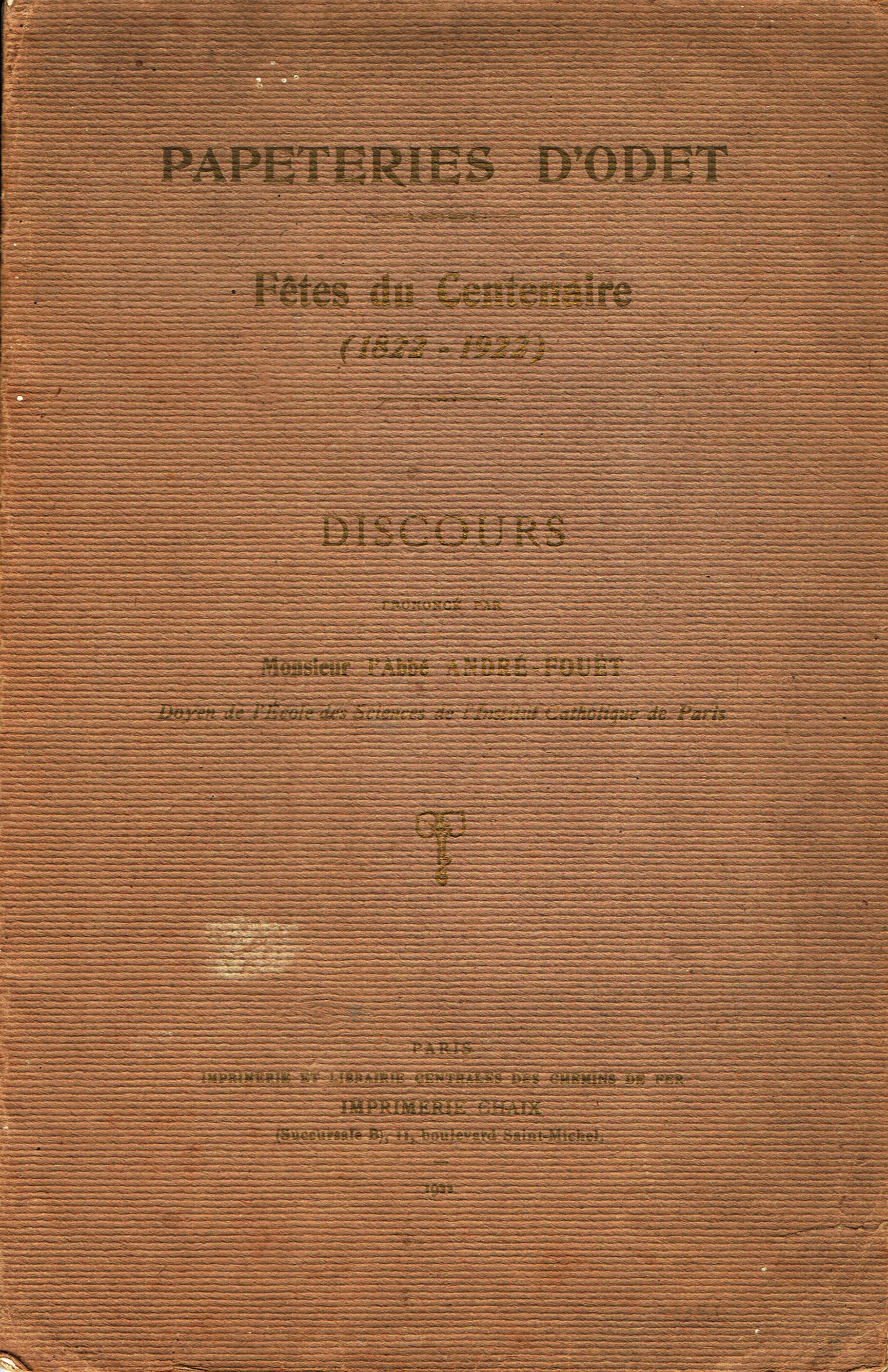 Discours de labbé André Fouët 1922