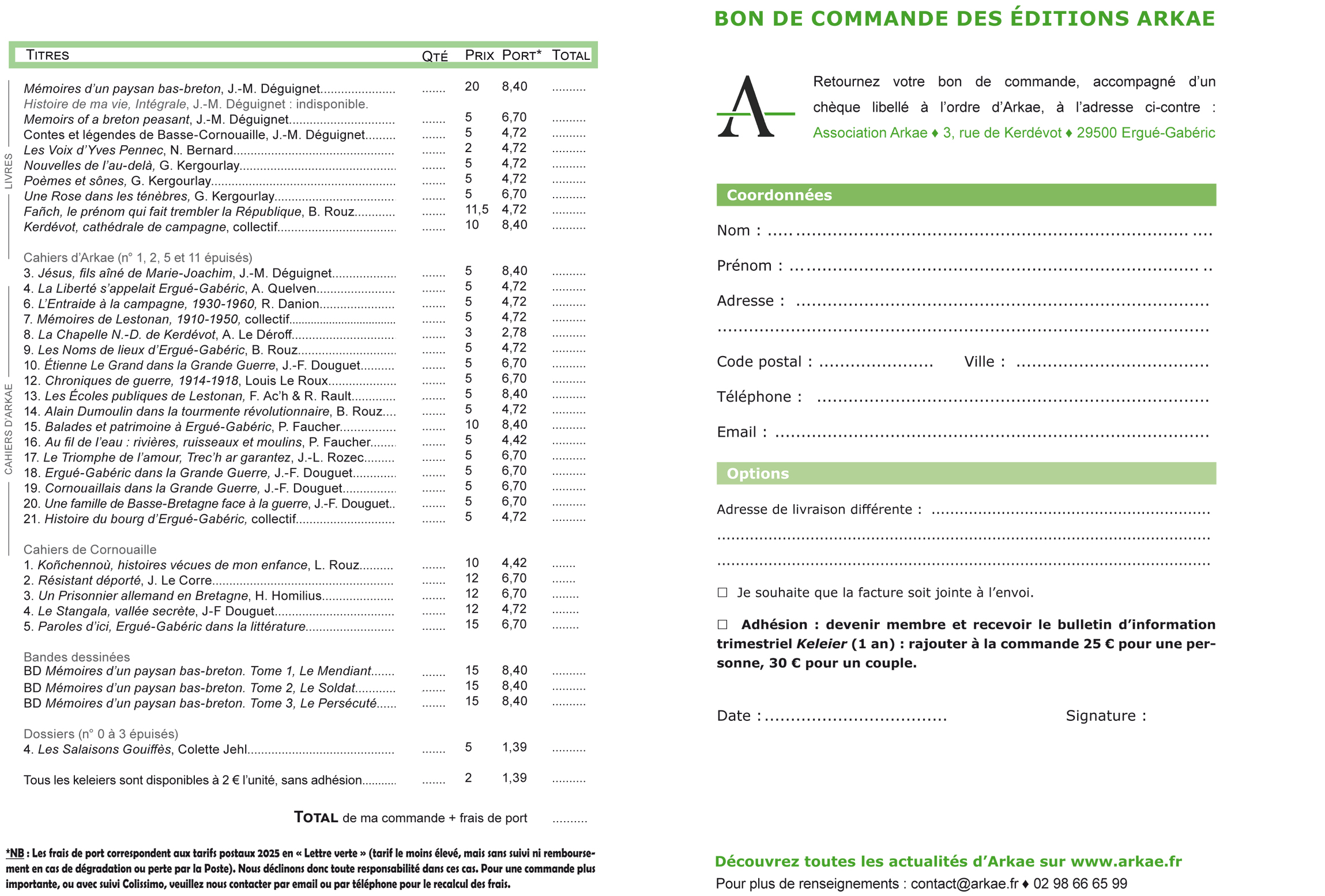 Bon de commande Arkae 2025 juil