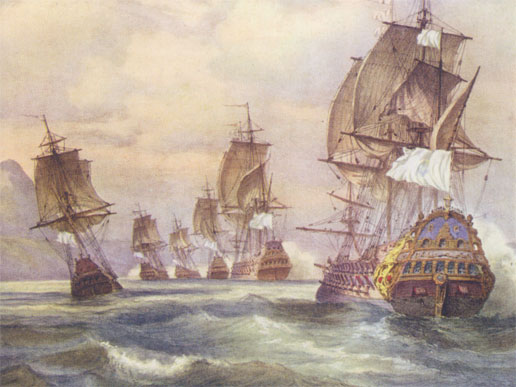 "La flotte de Duguay Trouin à l'attaque de Rio" par F. Perrot, 1844
